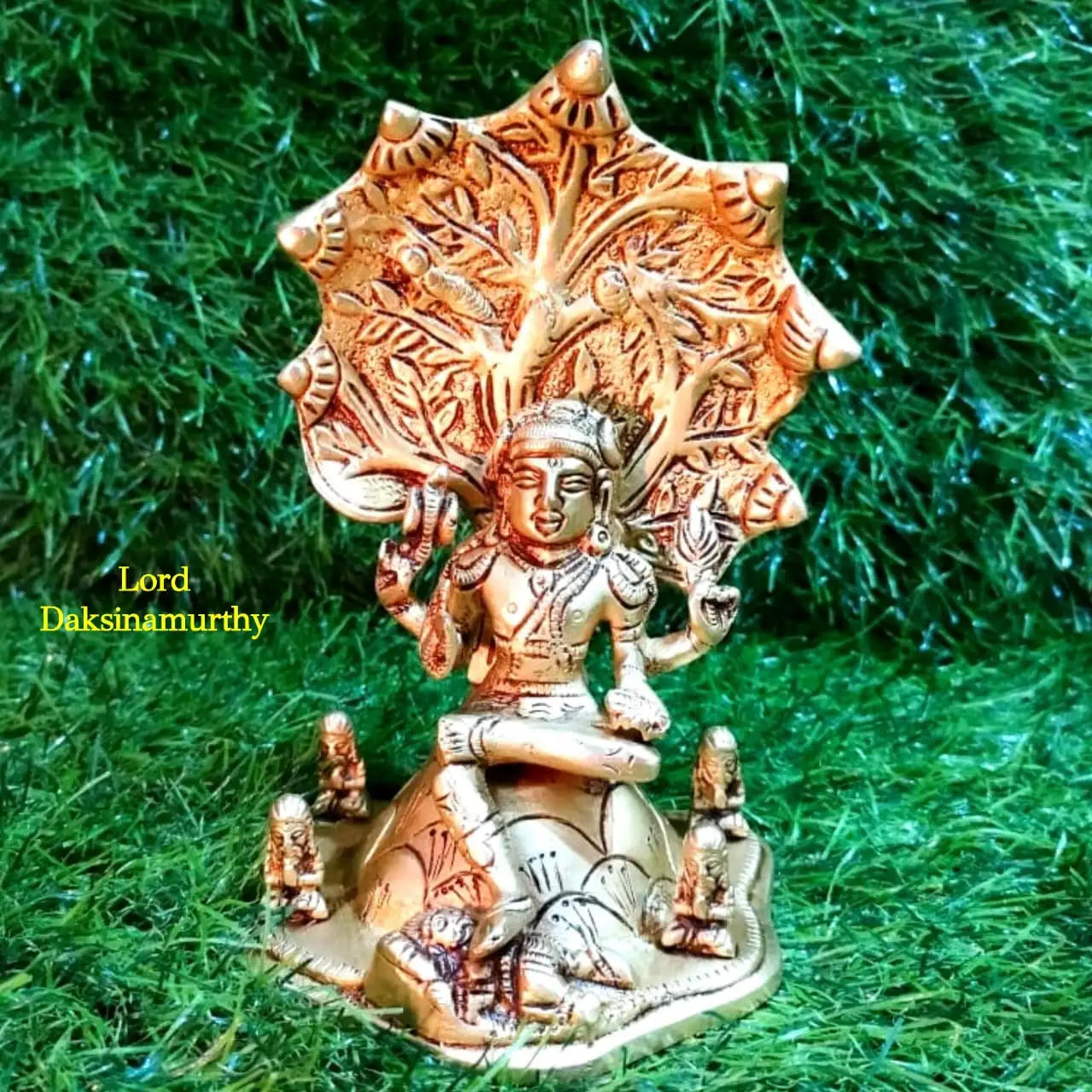 Lord Daksinamurthy Statue  Brass Antique FinishThingal Essentials LLP