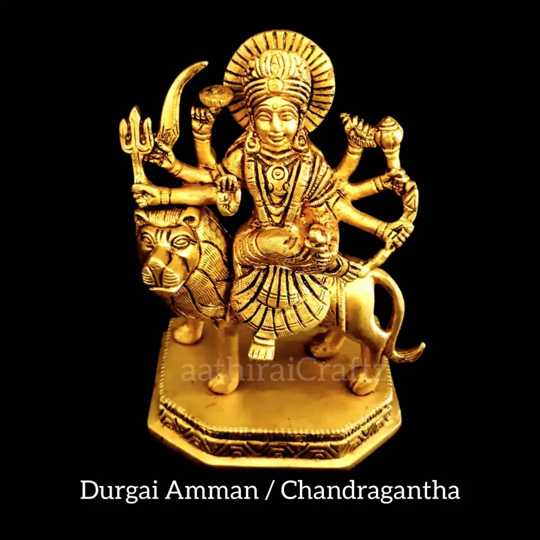 Durgai Amman / Chandragantha Idol Brass Antique Finish - secondary