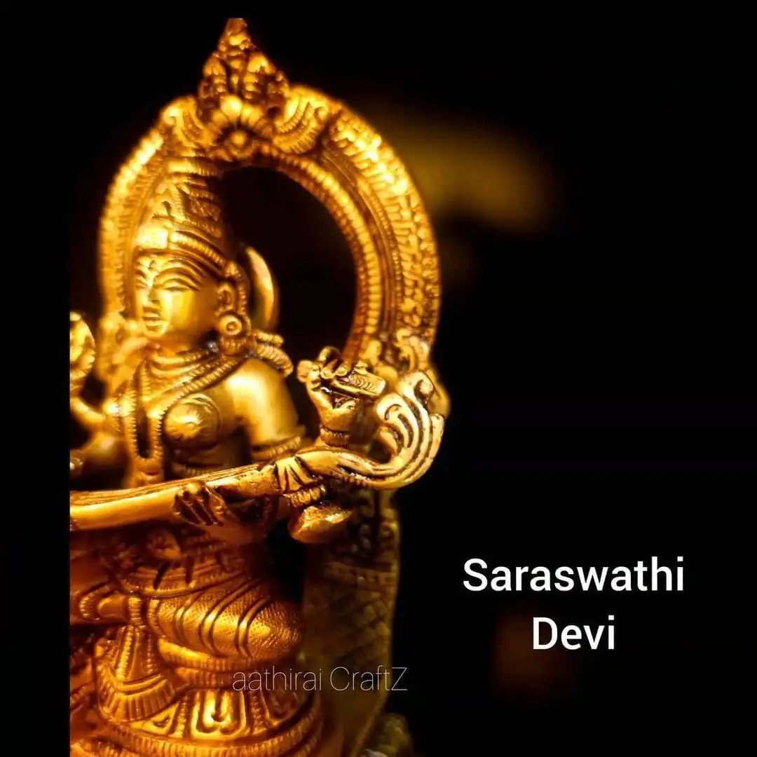 Frame Saraswathi / Saraswathi Devi Sculpture Brass Antique Finish - secondary
