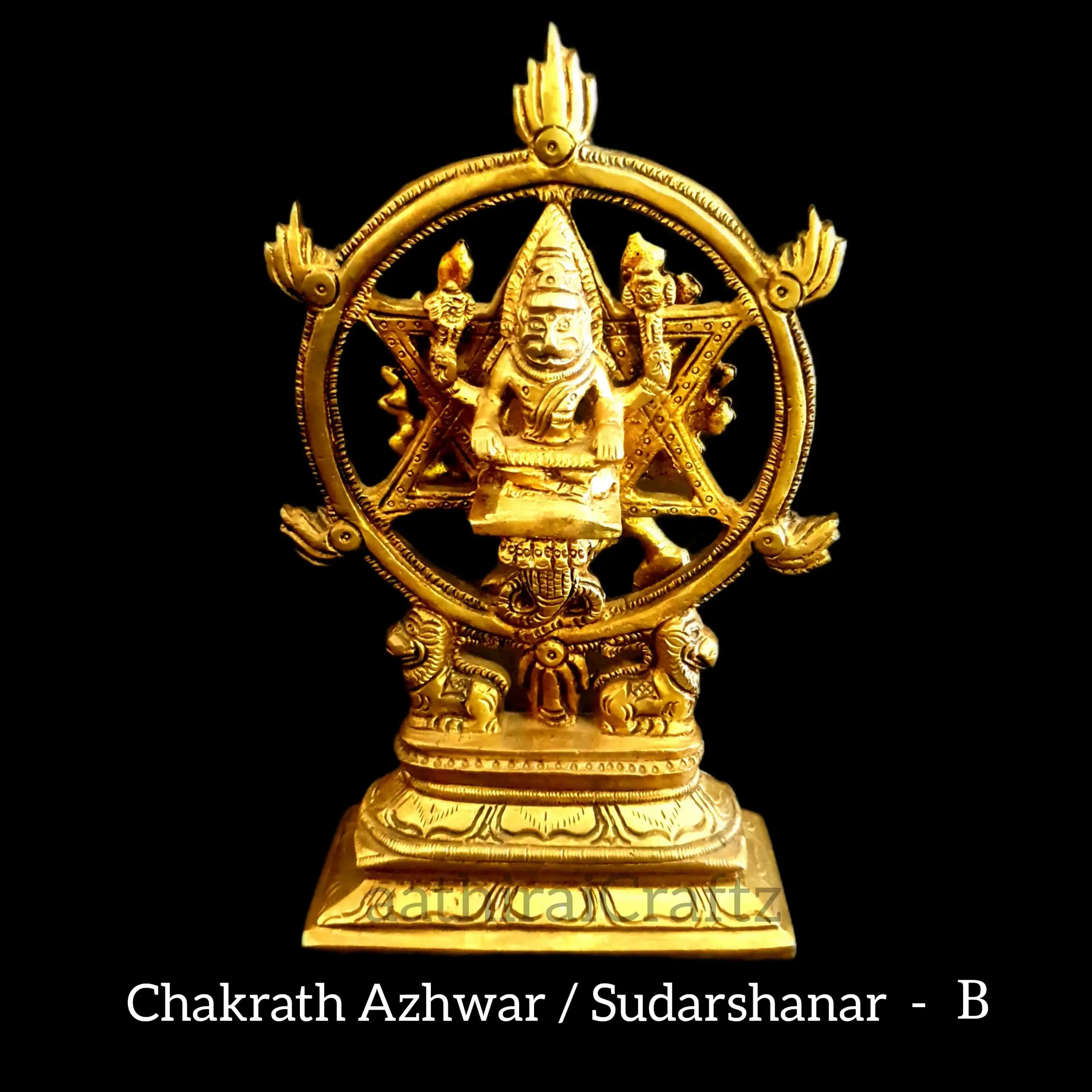 Chakrath Azhwar / Sudarshanar Brass Antique Finish - Large
