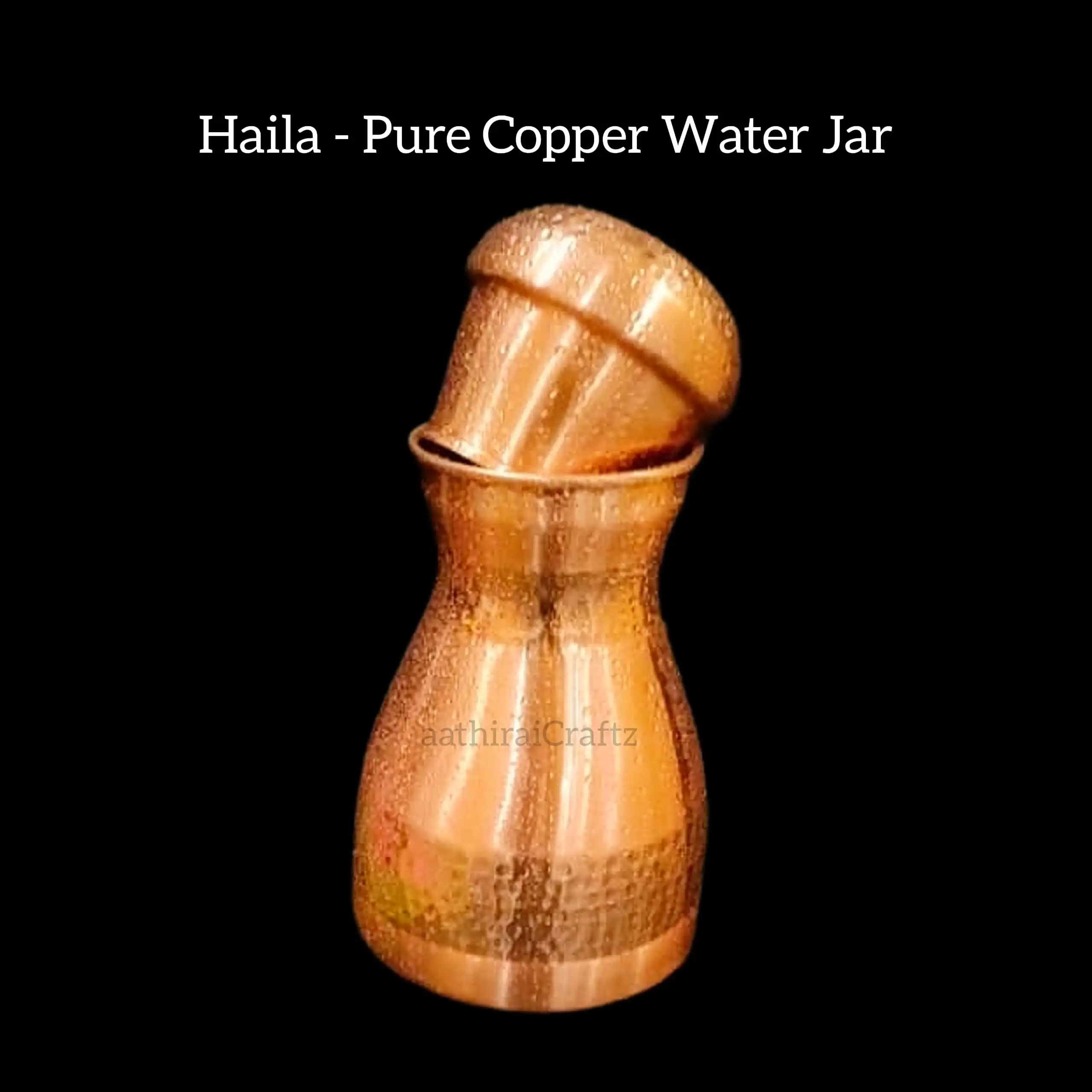 Haila - Pure Copper Hammered Matka Bedroom JarThingal Essentials LLP