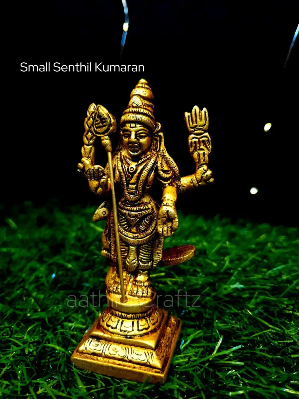 Small Senthil Kumaran / Murugan Statue Brass Antique Finish - secondary