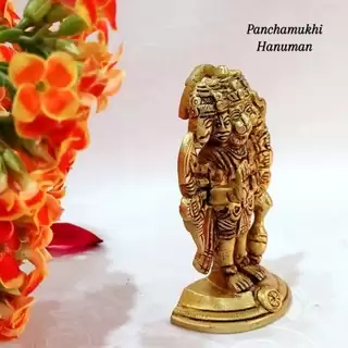 Panchmukhi Hanuman / Anjaneyar Brass Antique Finish Five Faces Lord Hanuman - secondary