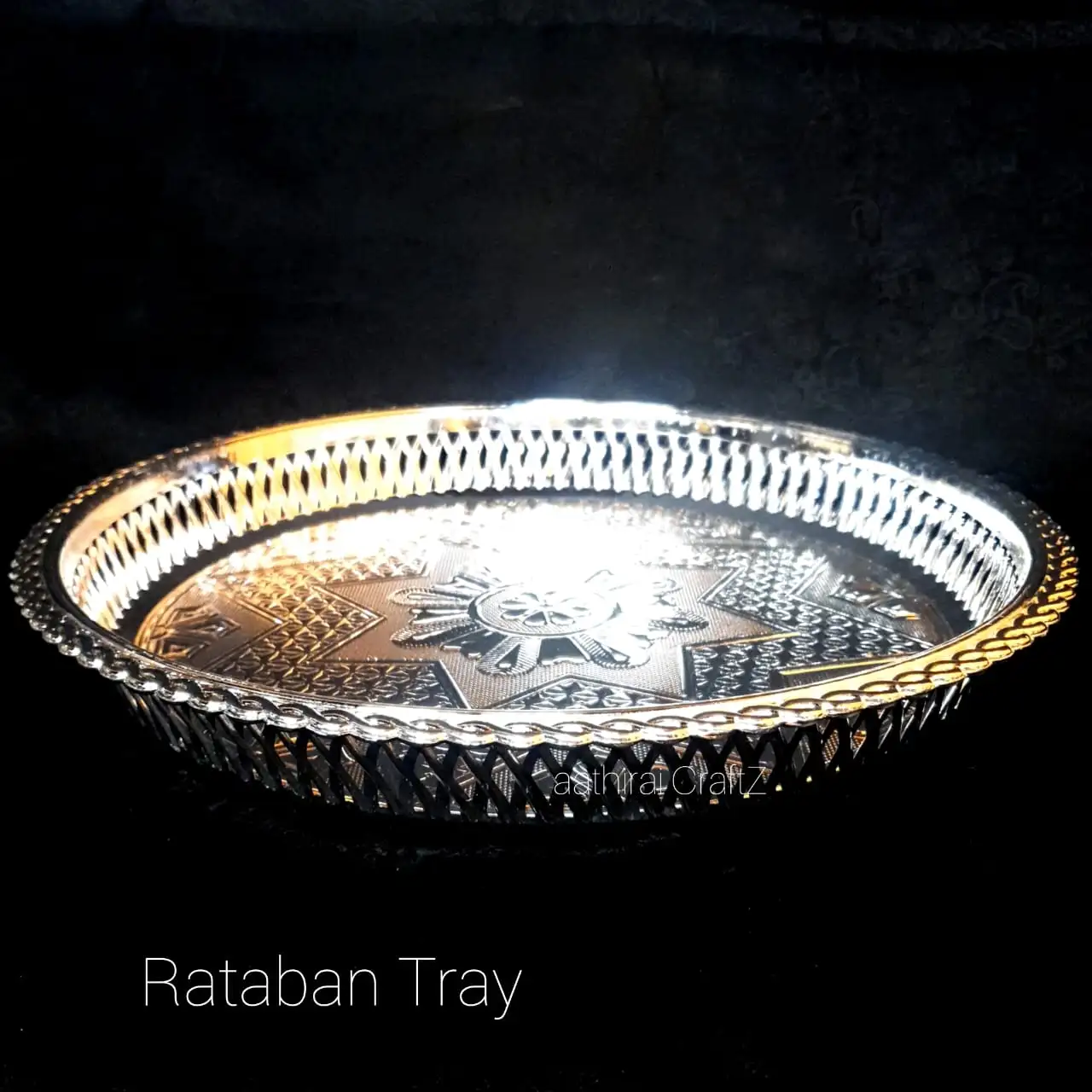 Rataban Silver Pooja / Decorative Plate  Rataban Silver Pooja Tray - secondary