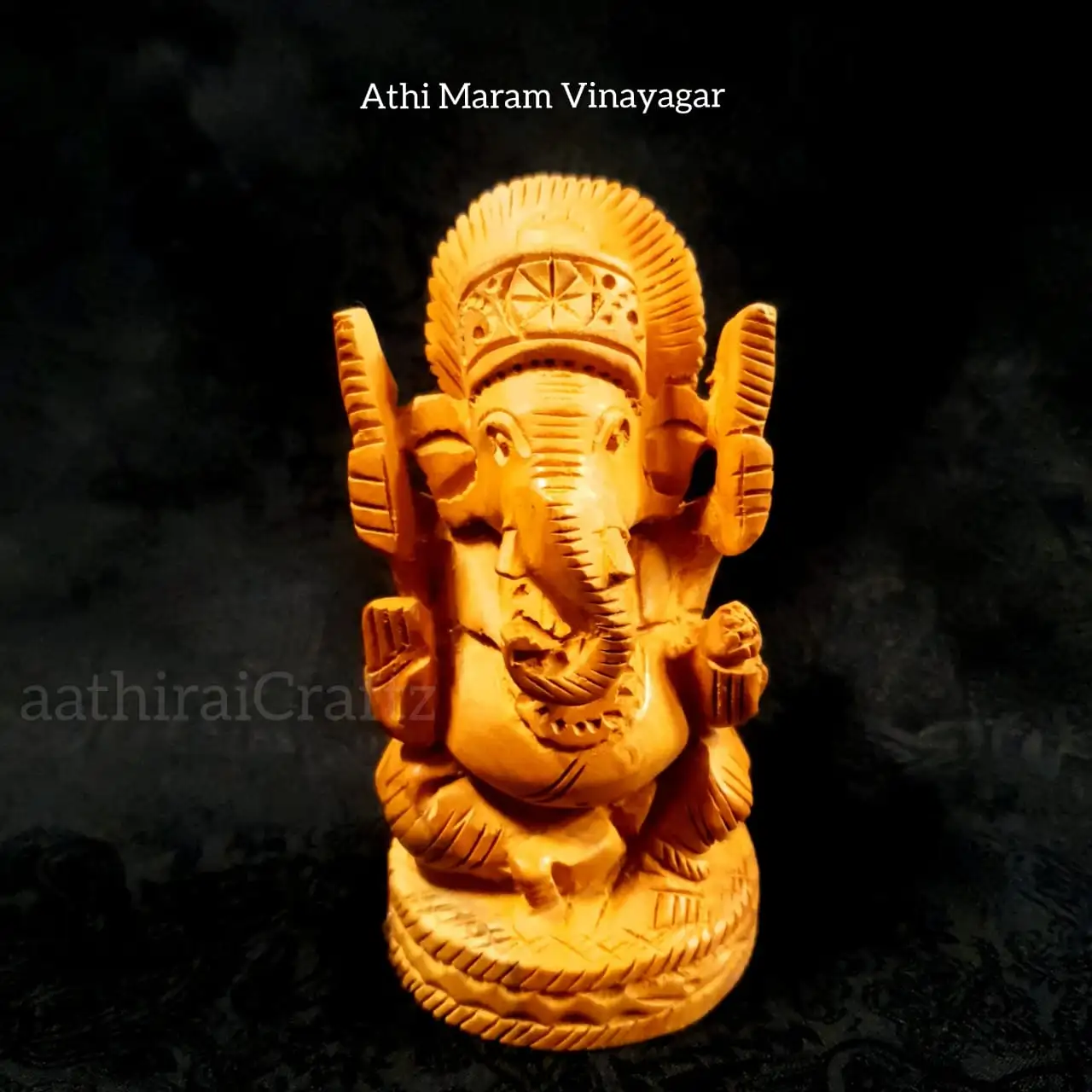 Athi Maram Vinayagar   Wooden Antique FinishThingal Essentials LLP