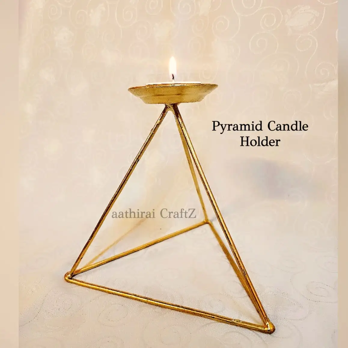 Pyramid-Diya / Candle Stand with Single BellThingal Essentials LLP