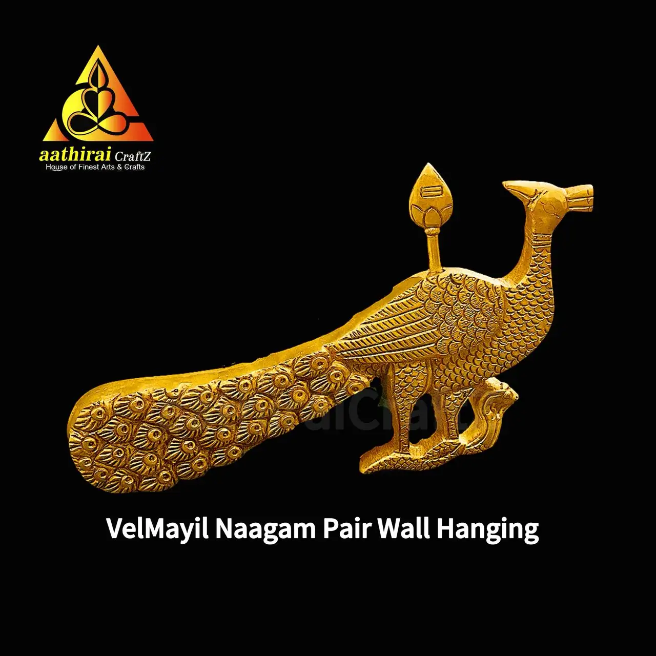 Vel Mayil Naagam Pair Wall Hanging Brass Antique Finish