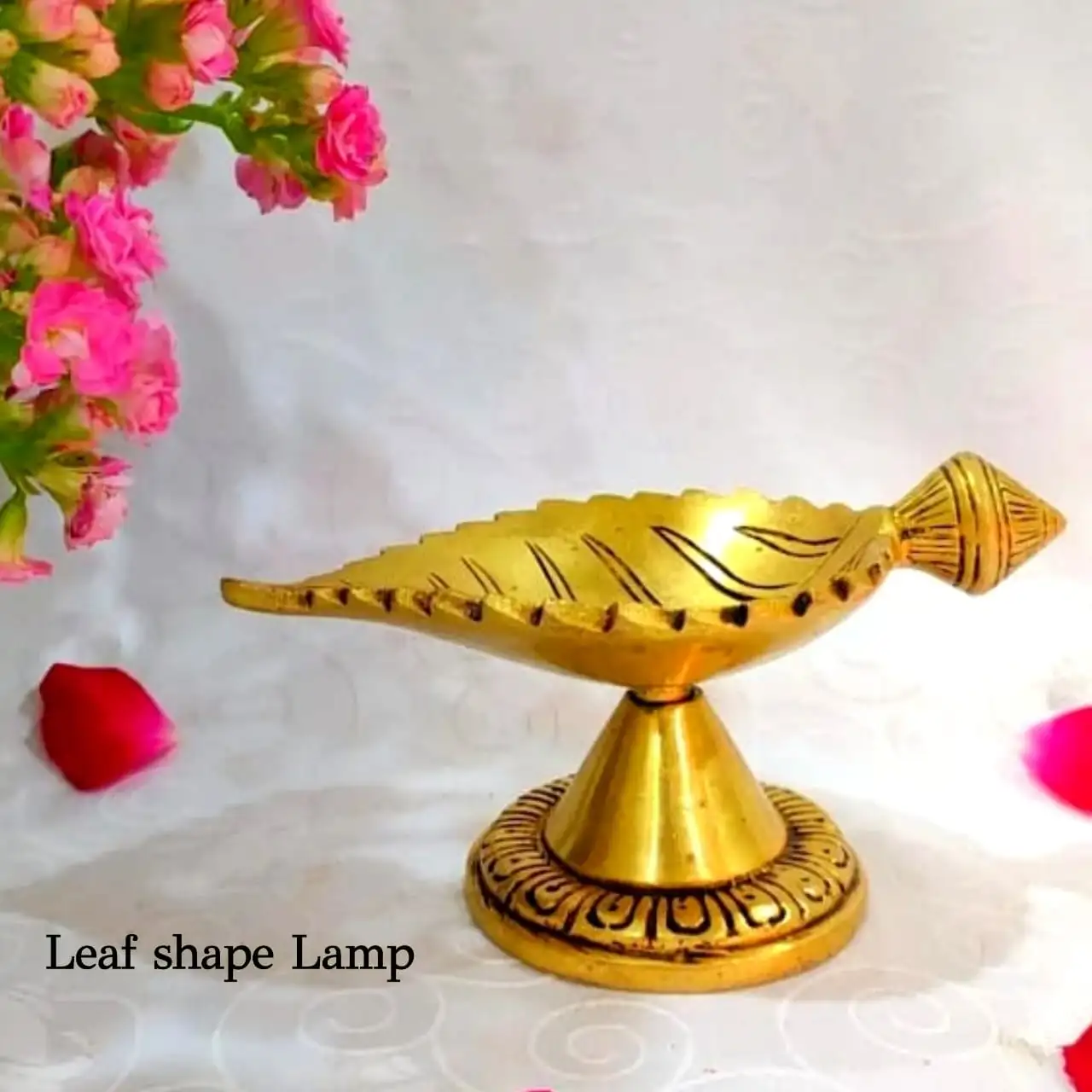 Leaf shaped Diya / Lamp Brass Antique Finish - secondary