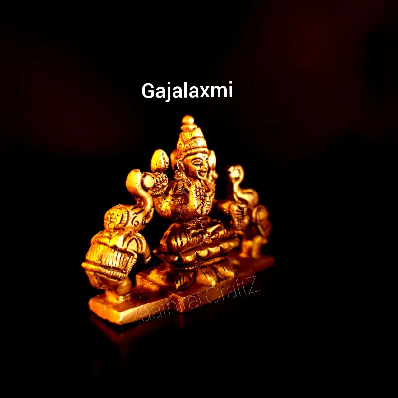 Gaja Laxmi / Lakshmi Statue Brass Antique Finish Gajalaxmi Brass Sculpture - Small - secondary