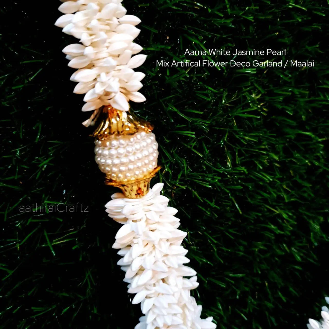 Aarna White Jasmine Pearl Mix Artifical Flower Deco Garland - secondary