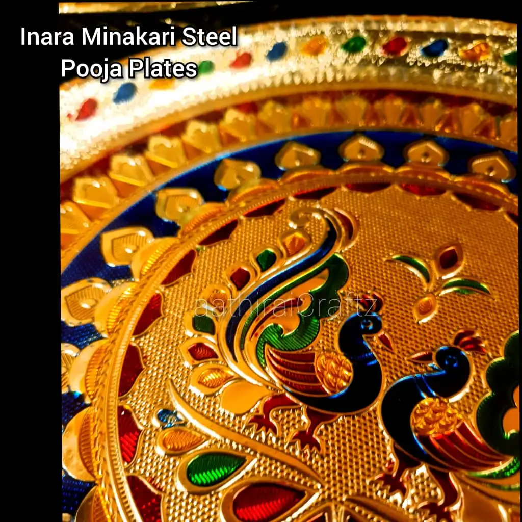 Inara Minakari Steel Pooja Plates - Large - secondary