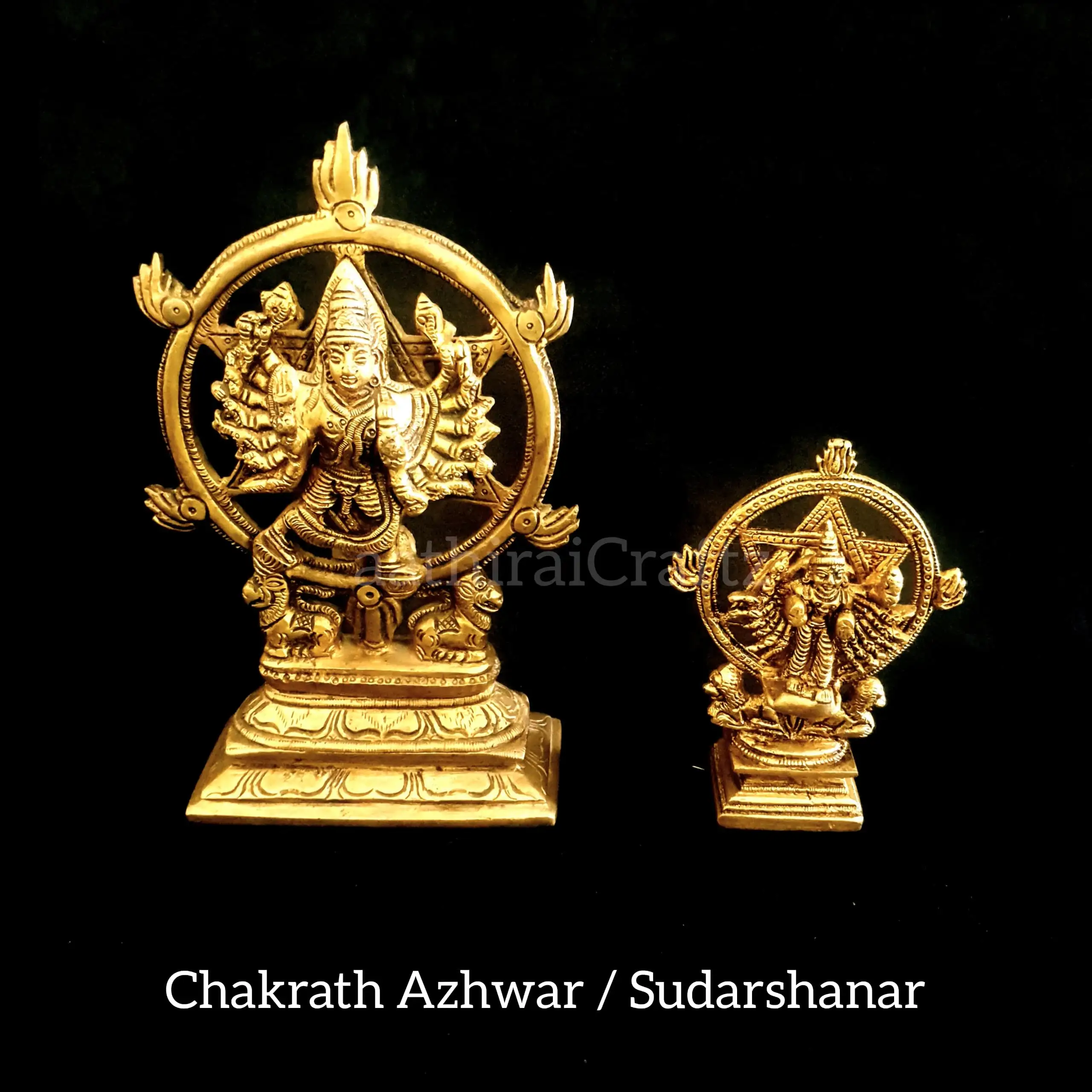 Chakrath Azhwar / Sudarshanar Brass Antique Finish - Small