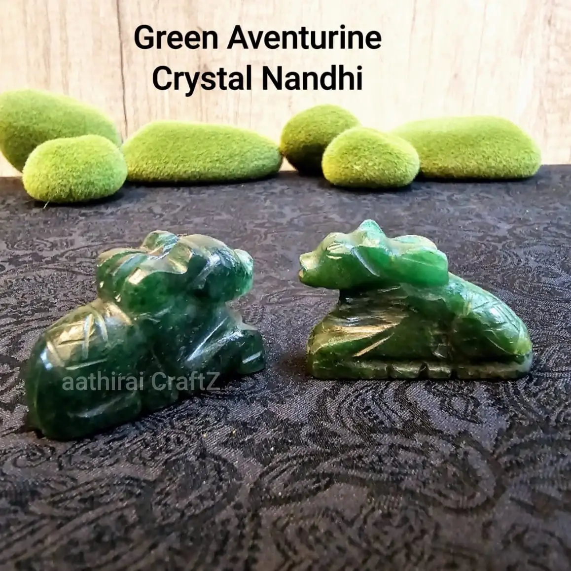 Green aventurine Nandhi Bhagavan / Nandi / Maragatha NandhiThingal Essentials LLP