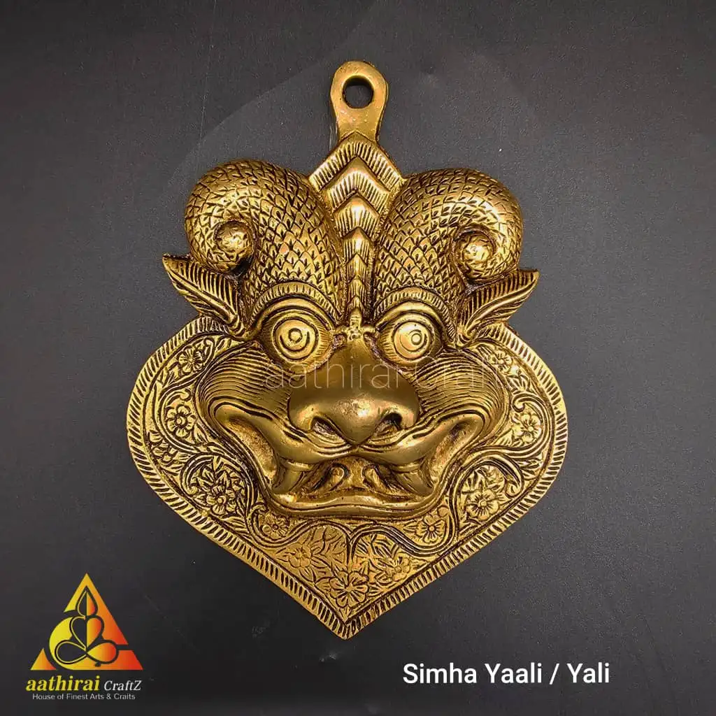 Simha Yaali / Yali Hanging Yali Sculpture Brass Antique Finish
