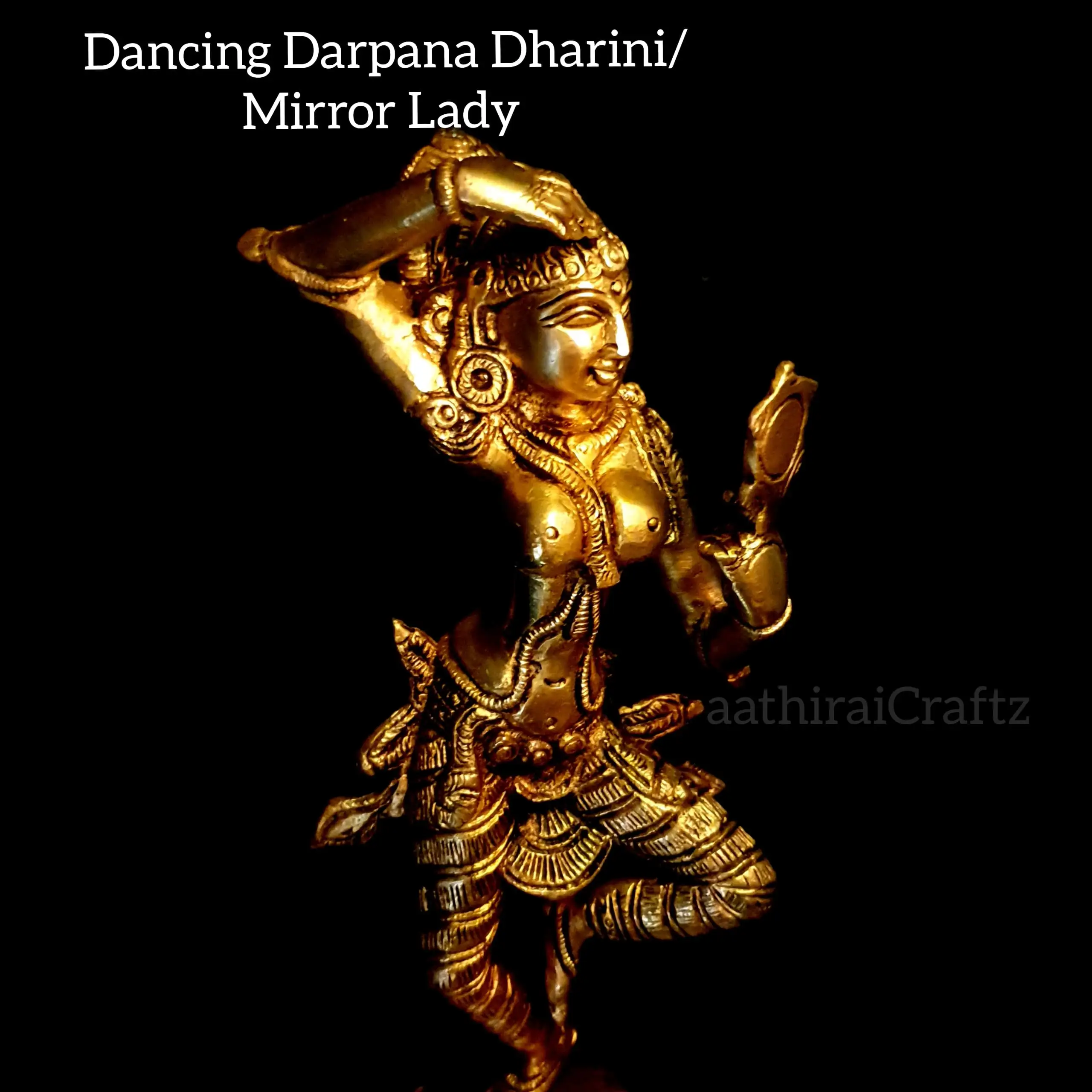Dancing Darpana Dharini / Mirror Lady  Brass Antique Finish - secondary