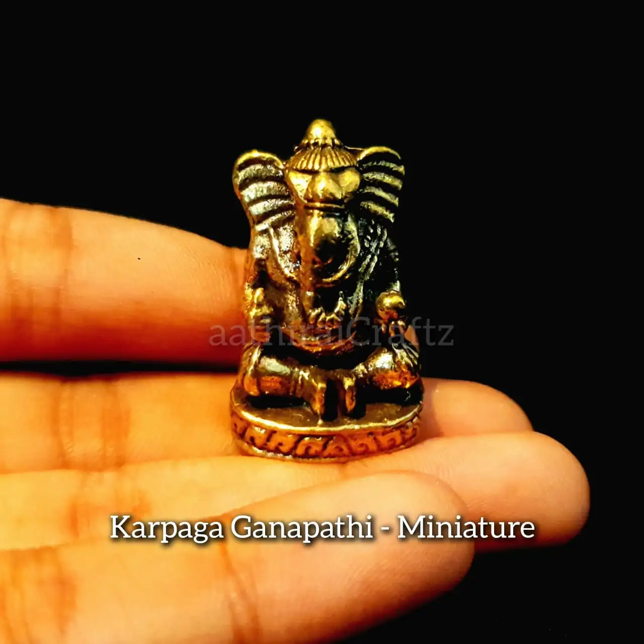 Karpaga Ganapathi Miniature  Brass Antique FinishThingal Essentials LLP