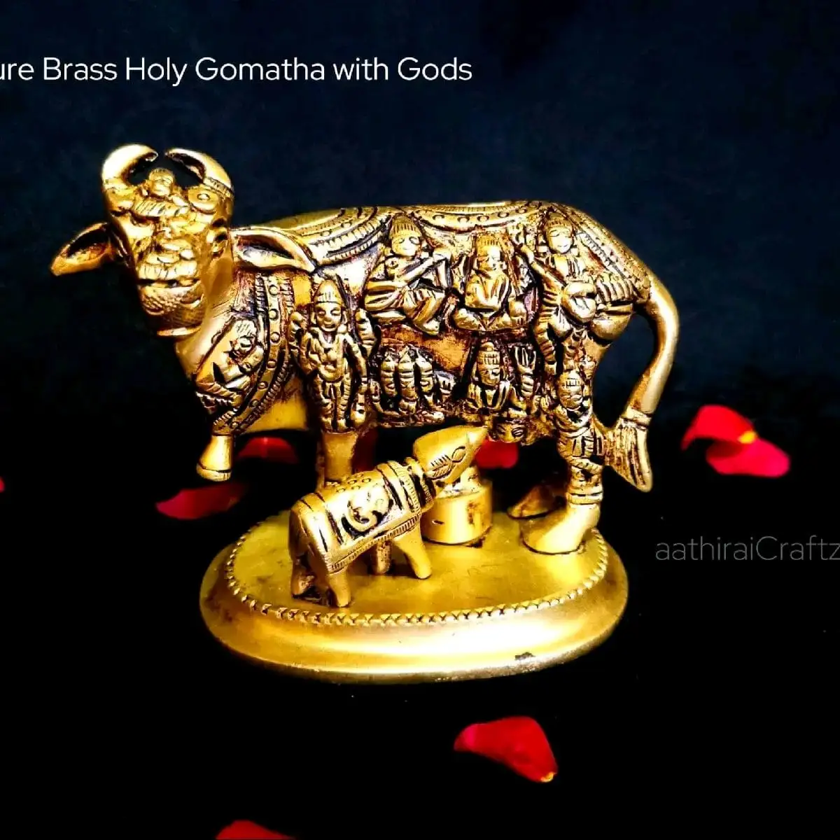 Pure Brass Holy Gomatha with Gods Grand Masterpiece / Cow and Calf - secondary