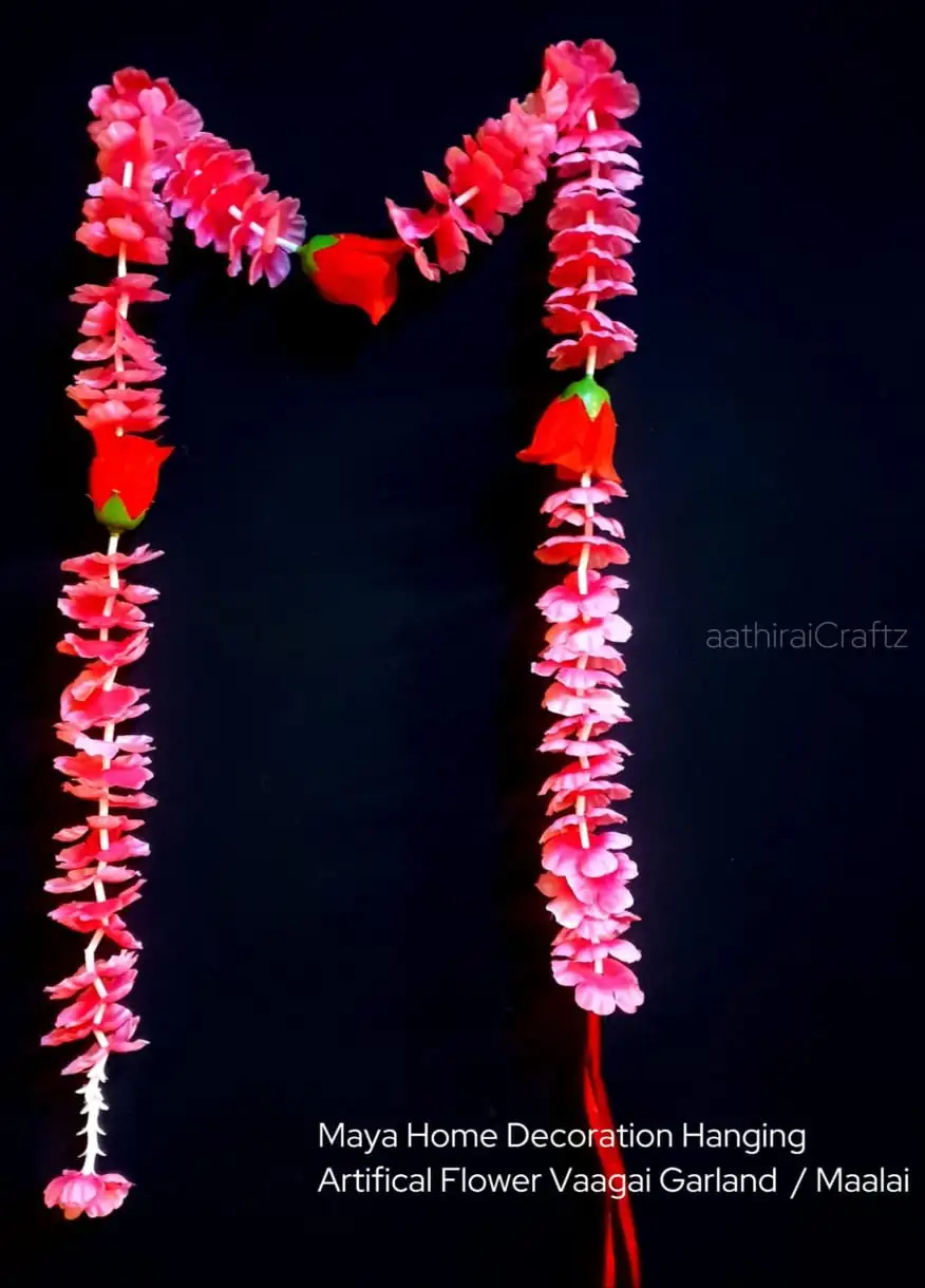 Maya Home Decoration Hanging Garland / Maalai - Pink Red Rose MixThingal Essentials LLP