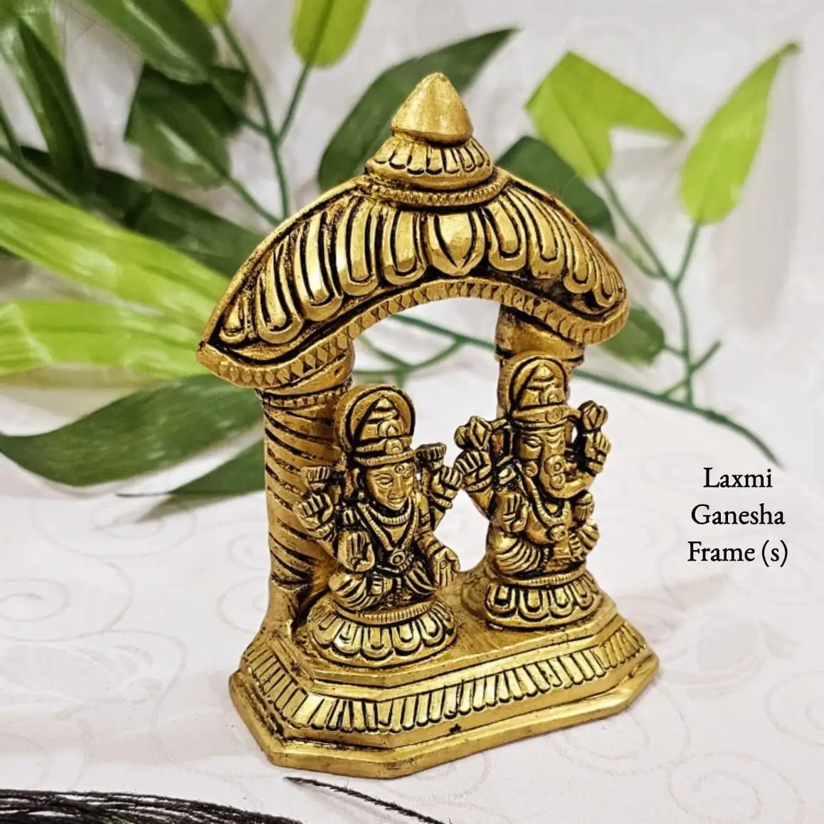 Laxmi Ganesha Idol Brass Antique Finish - secondary