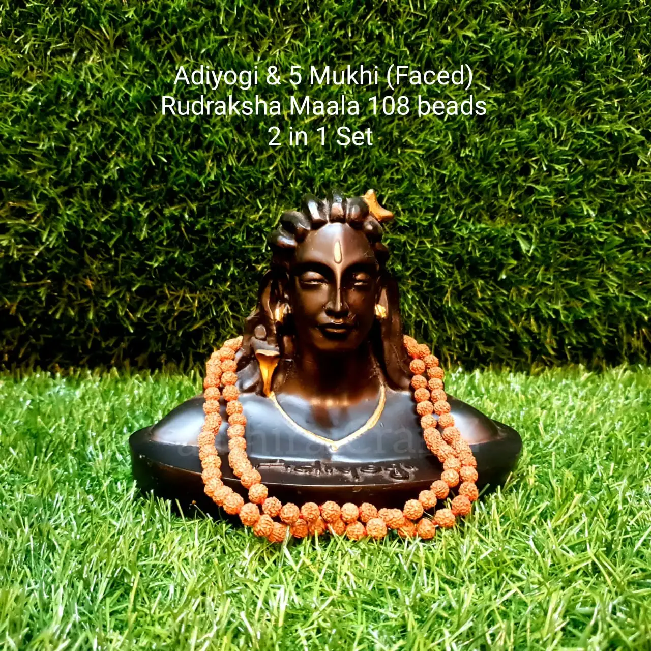 Adiyogi & 108 Beads 5 Mukhi (Faced) Rudraksha Maalai - 2 in 1 SetThingal Essentials LLP