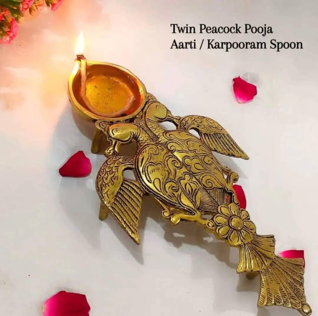 Twin Peacock Design Pooja Aarti / Karpooram SpoonThingal Essentials LLP