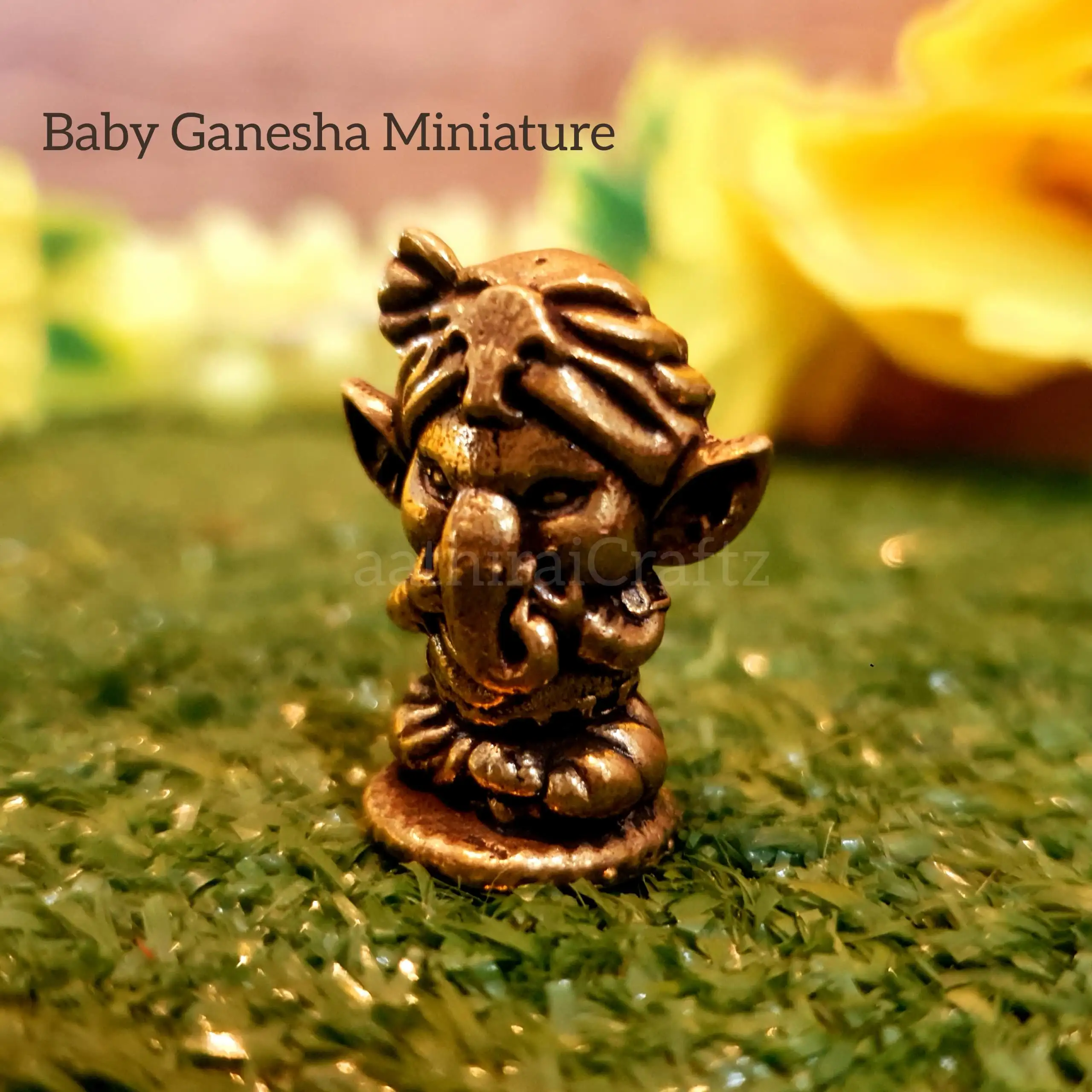 Baby Ganesha Miniature  Brass Antique Finish - secondary