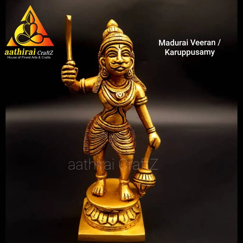 Karuppusamy / Madurai Veeran Ayya Statue Brass Antique Finish Karuppusamy