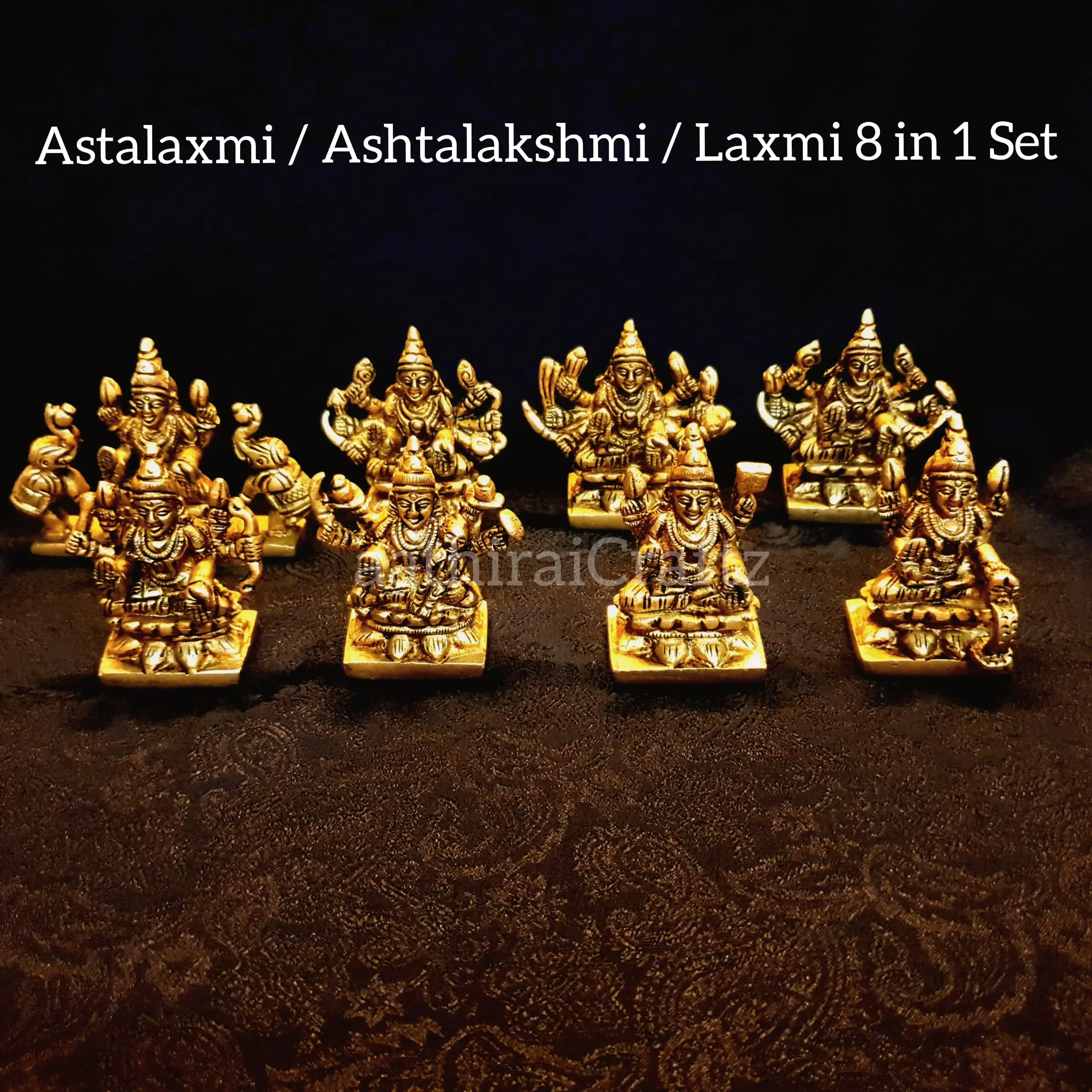 Ashta Laxmi Set 8 in 1  Brass Antique FinishThingal Essentials LLP