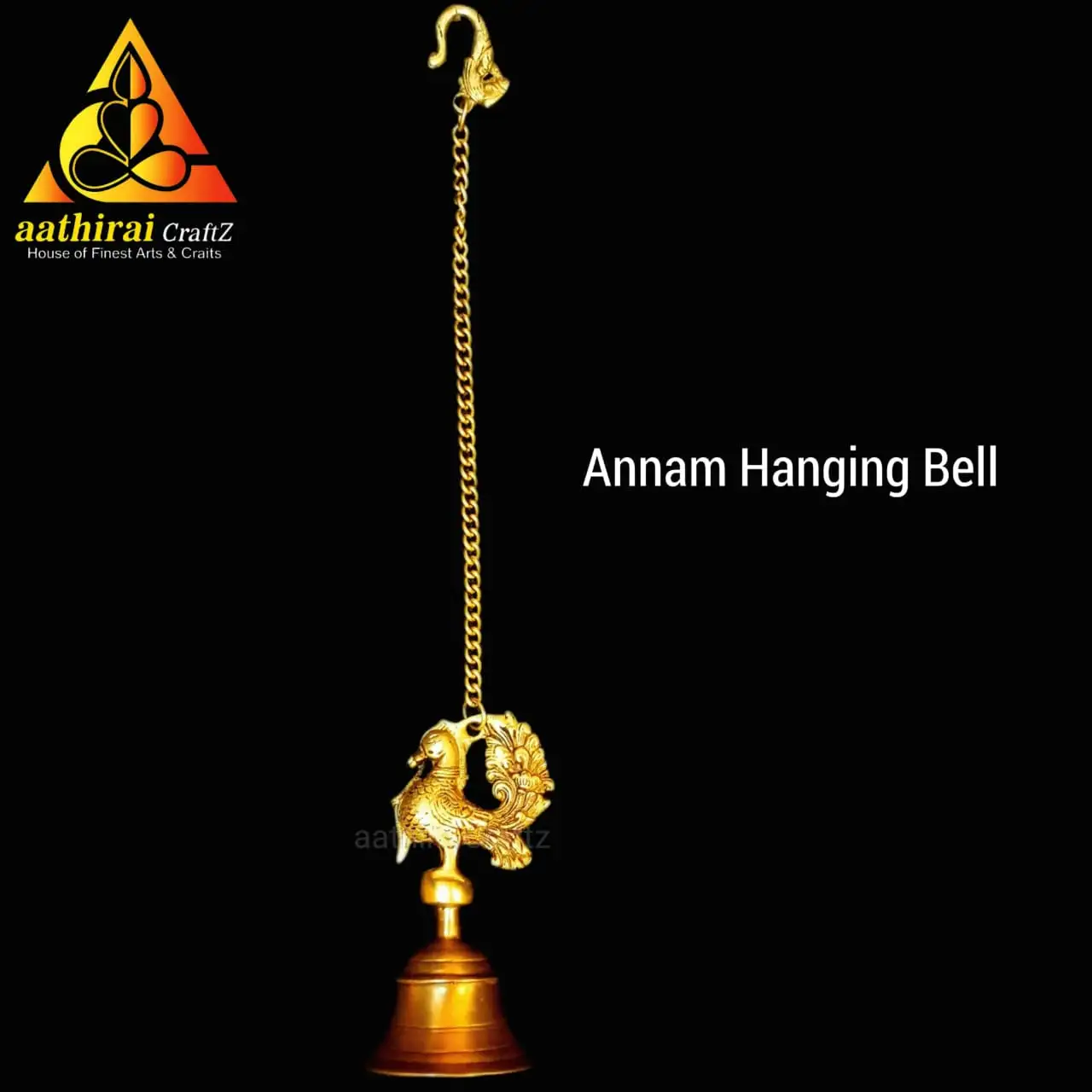 Annam Hanging Bell Brass Antique Finish