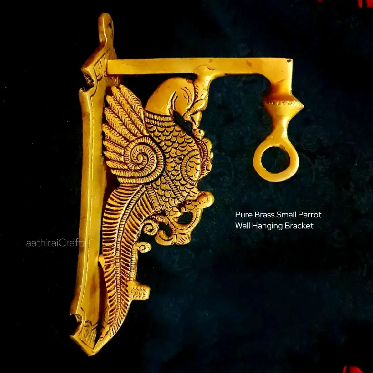 Pure Brass Small Parrot Wall Hanging Bracket Masterpiece