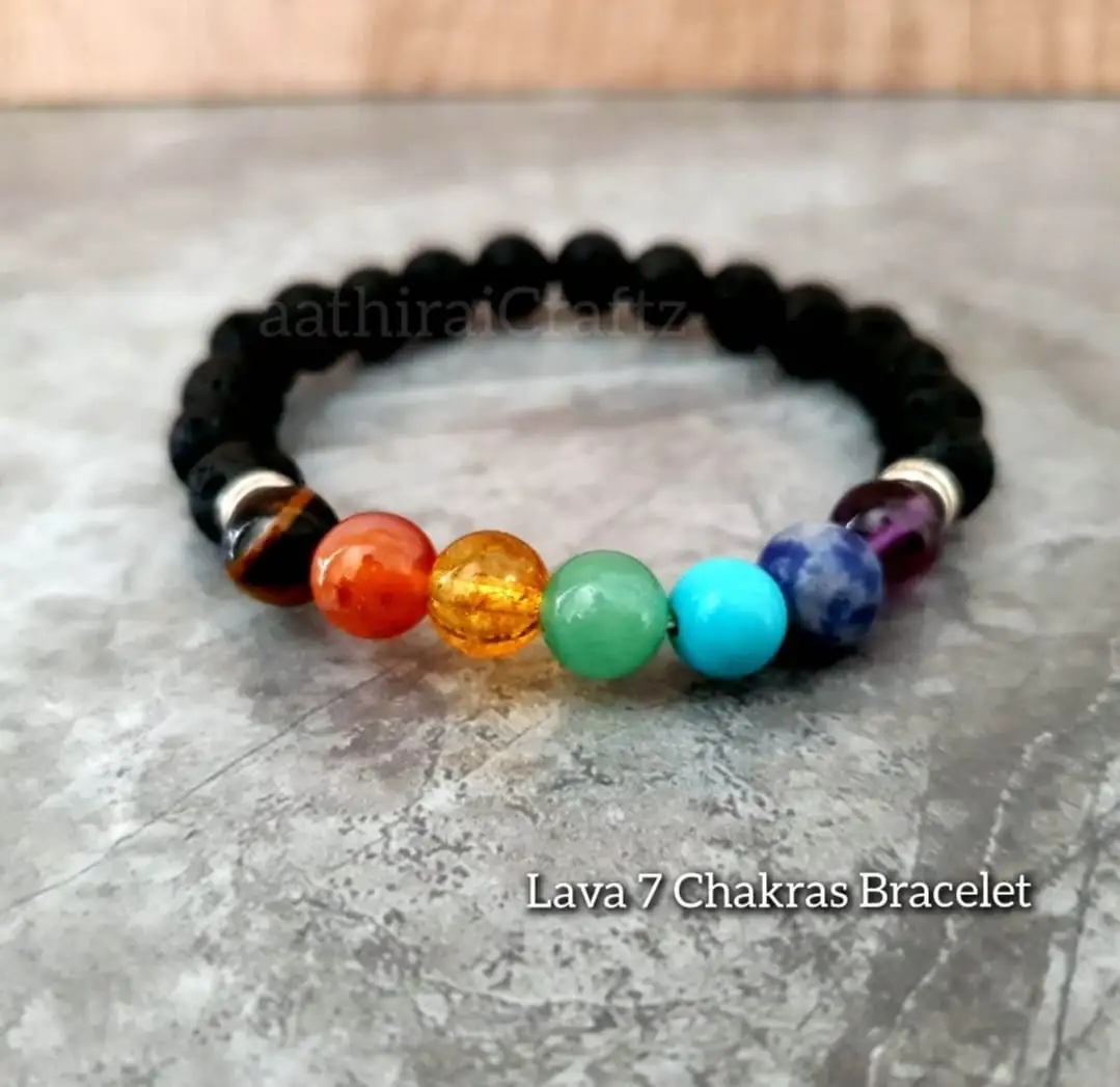 Lava 7 Chakras Bracelet / 7 Chakras Lava Stone Bracelet - secondary