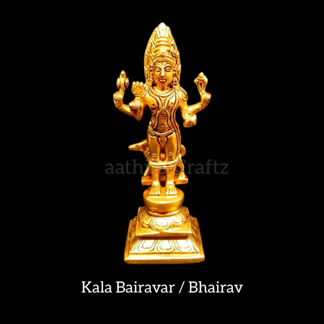 Maha Kala Bairavar /Bhairav Brass Sculpture Brass Antique FinishThingal Essentials LLP
