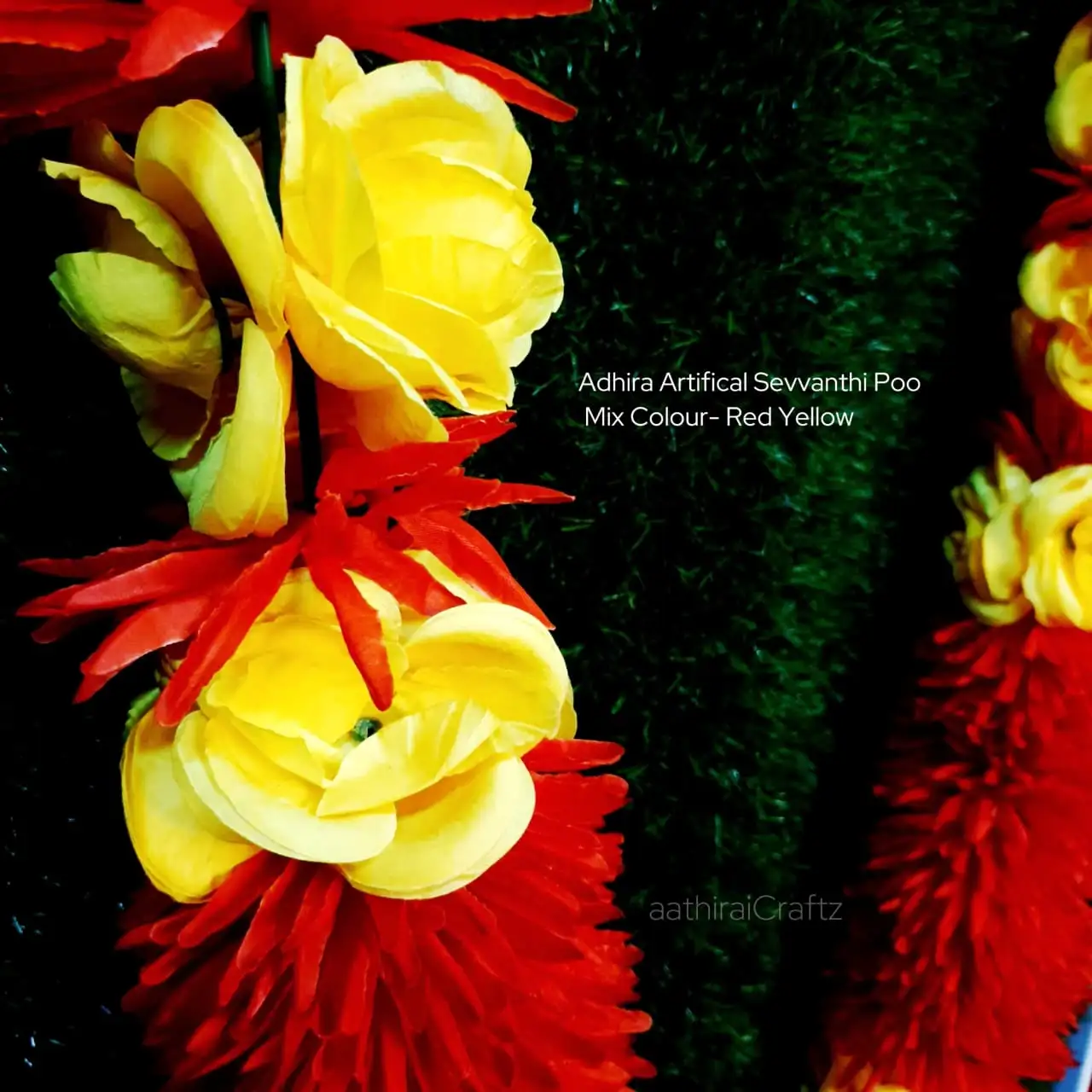 Adhira Artifical Sevvanthi Poo Mix Colour -  Red Yellow Rose - secondary