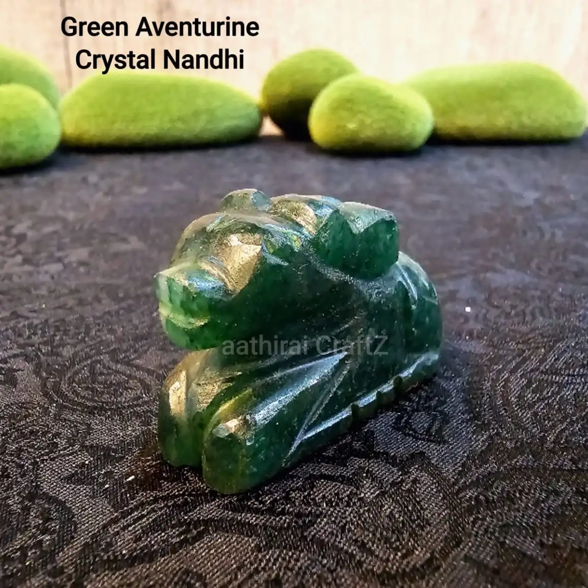 Green aventurine Nandhi Bhagavan / Nandi / Maragatha Nandhi - secondary