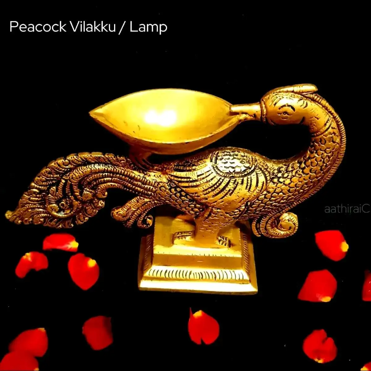 Peacock Vilakku / Lamp Brass Antique FinishThingal Essentials LLP