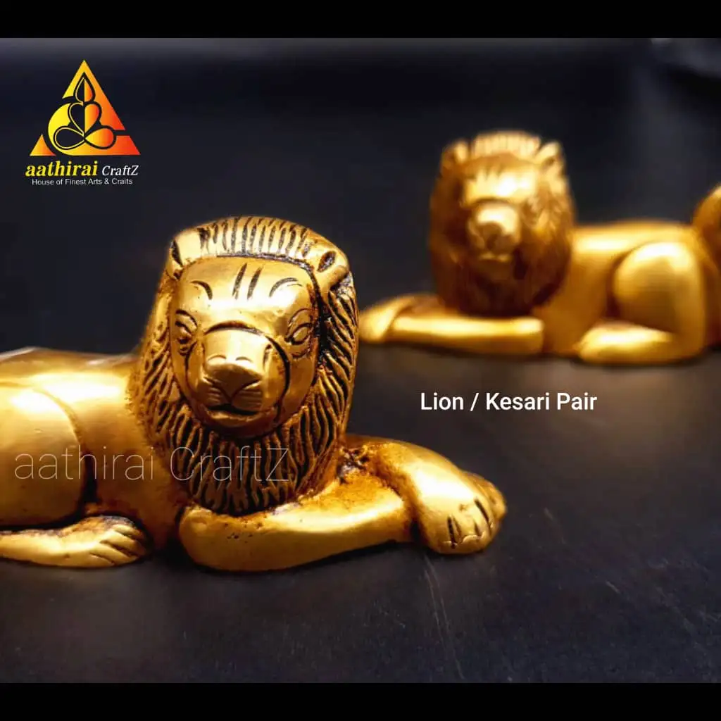 Lion / Kesari Pair  Singam Pair Sculpture - secondary