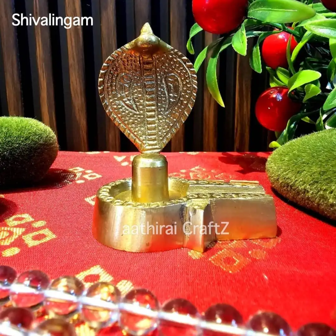 Shiva Lingam with Snake Brass SculptureThingal Essentials LLP