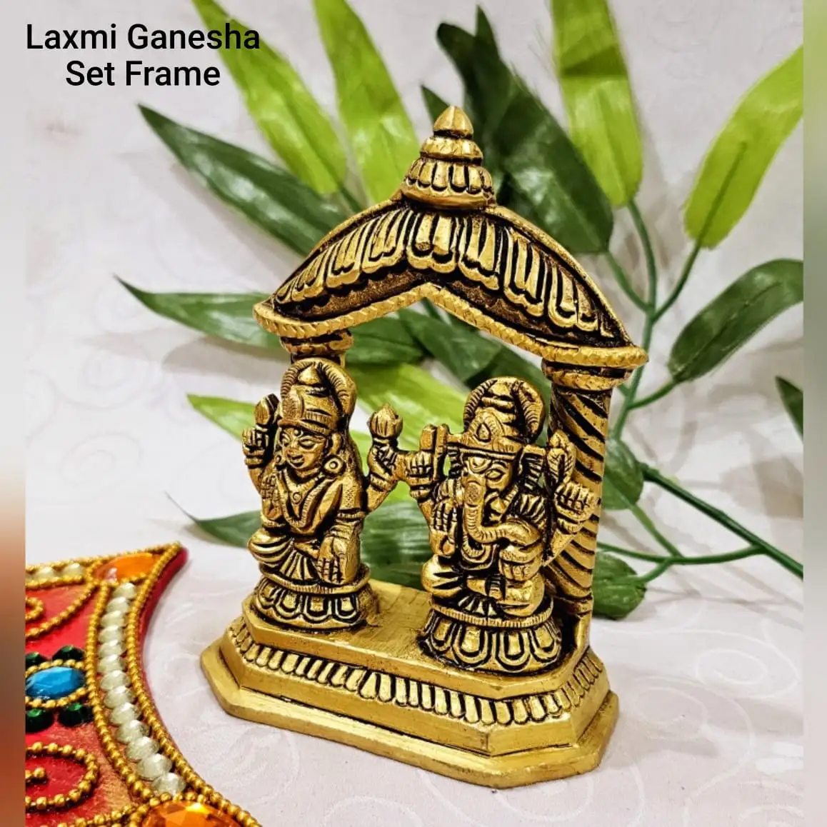 Laxmi Ganesha Idol  Brass Antique Finish - secondary