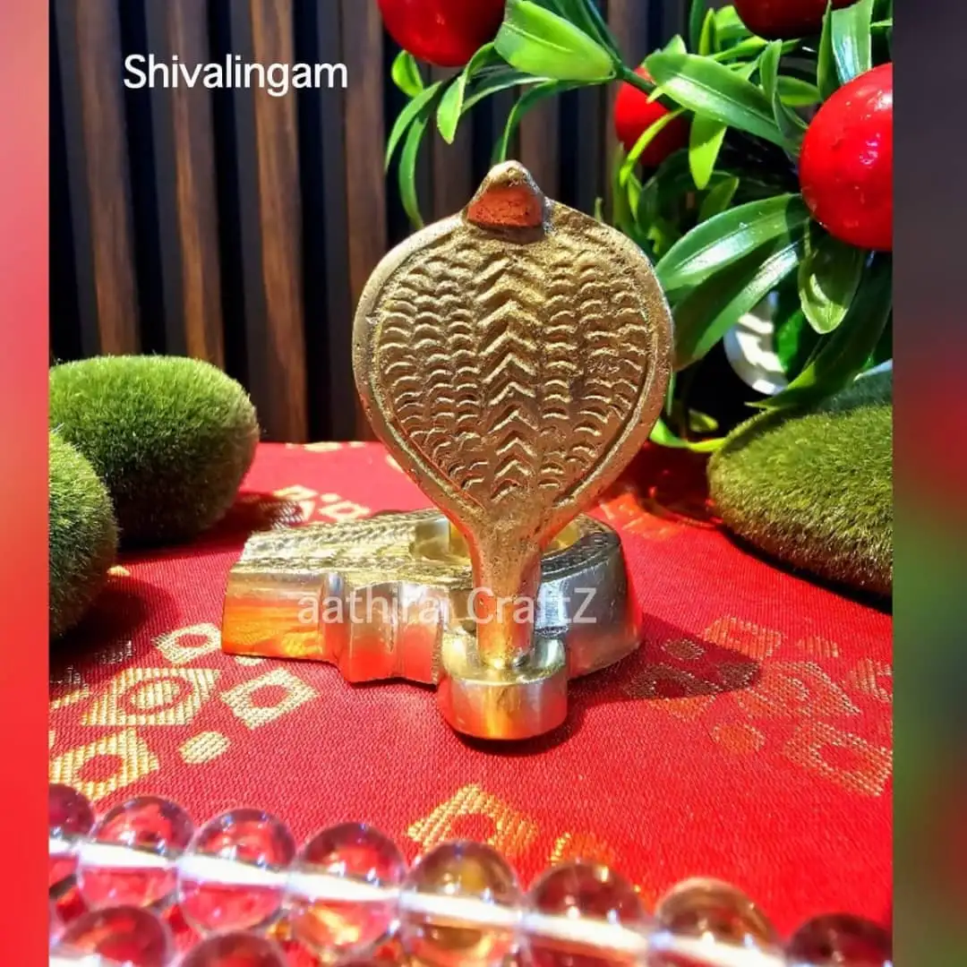 Shiva Lingam with Snake Brass Sculpture - secondary