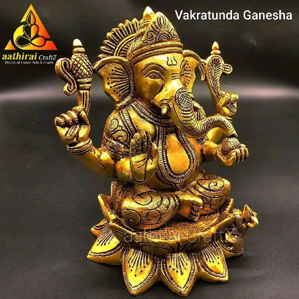 Vakratunda Ganapathi / Ganesha / Vinayagar   Brass Antique Finish - secondary