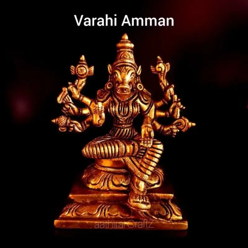 Varahi Amman / Sri Agnya Chakreswari Statue Brass Antique FinishThingal Essentials LLP