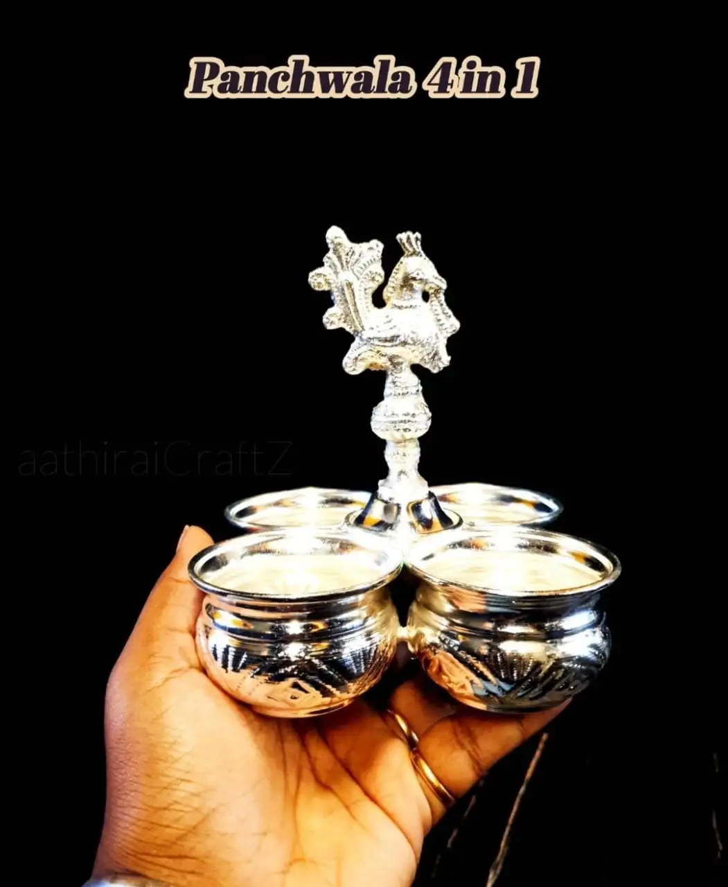 Traditional German Silver Panchwala / Kinnam Peacock 4 in 1Thingal Essentials LLP