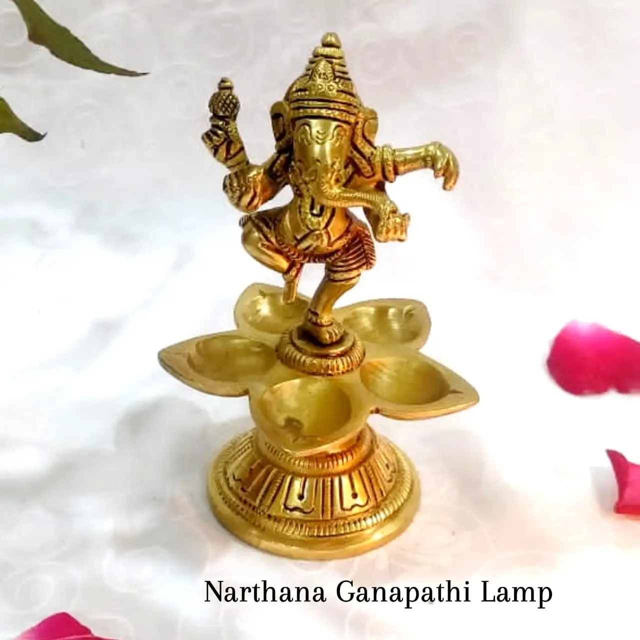 Narthana GanapathiBrass Vilakku Antique FinishGod Vinayagar / Ganesha LampThingal Essentials LLP