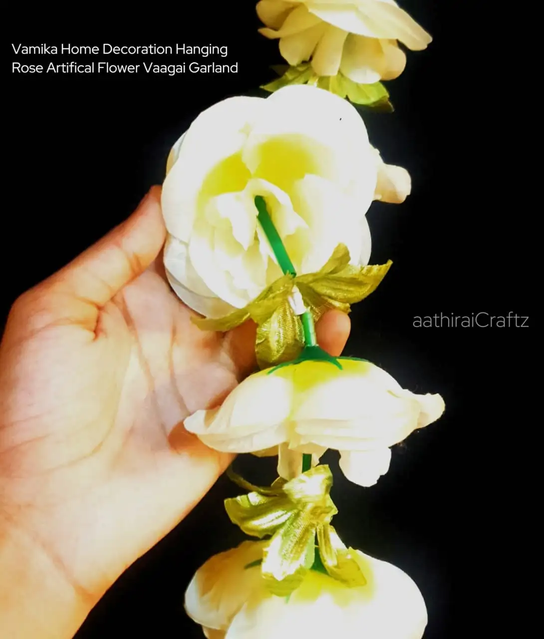 Vamika Home Decoration Hanging Rose Garland -  Light Green Rose - secondary