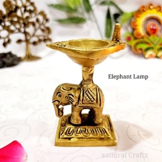 Elephant Vilakku / Lamp Brass Antique FinishThingal Essentials LLP
