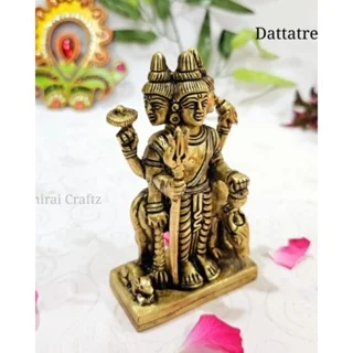 Lord Dattatreya Statue (M) Brass Antique Finish Dattatreyar Brass Sculpture - secondary