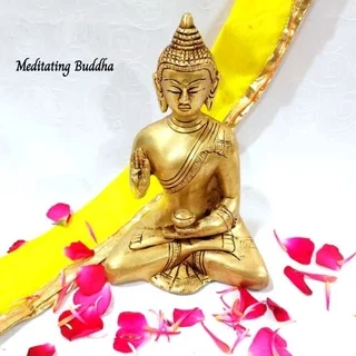 Meditating Buddha Brass Antique Finish Buddha Brass Sculpture - secondary