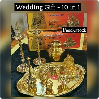 Pure Brass Pooja or Wedding Set 10 in 1 - secondary