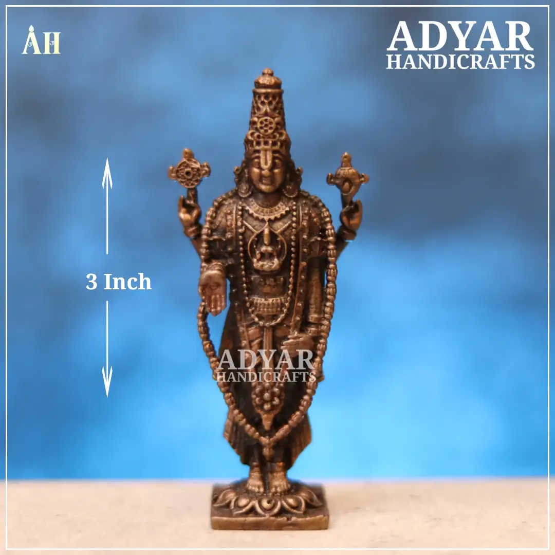 3 Inch Thirupathi Perumal copper IdolAdyarhandicrafts
