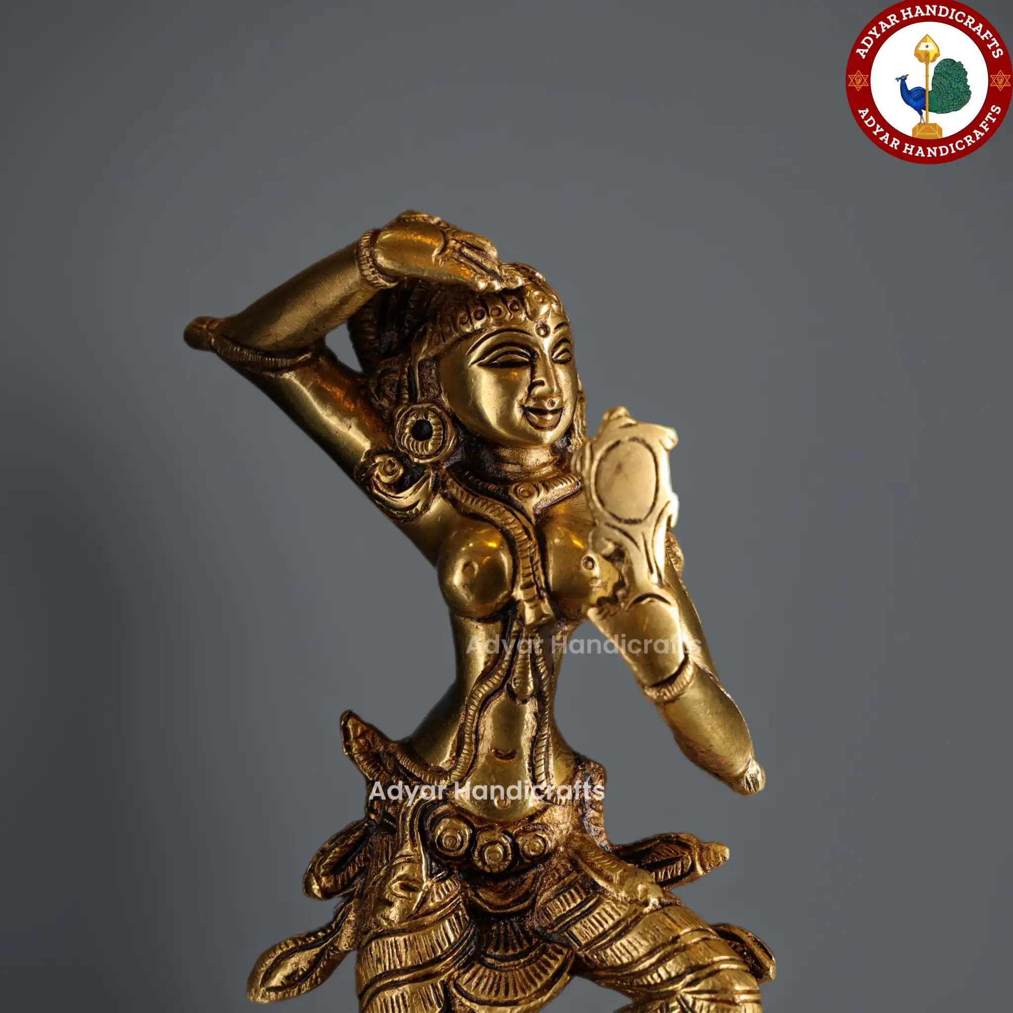 Brass Lady Looking Mirror Statue hover